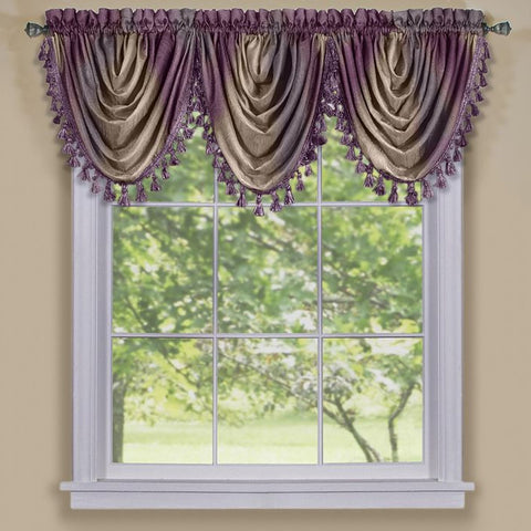 Traditional Elegance Ombre Waterfall Valance - Aubergine